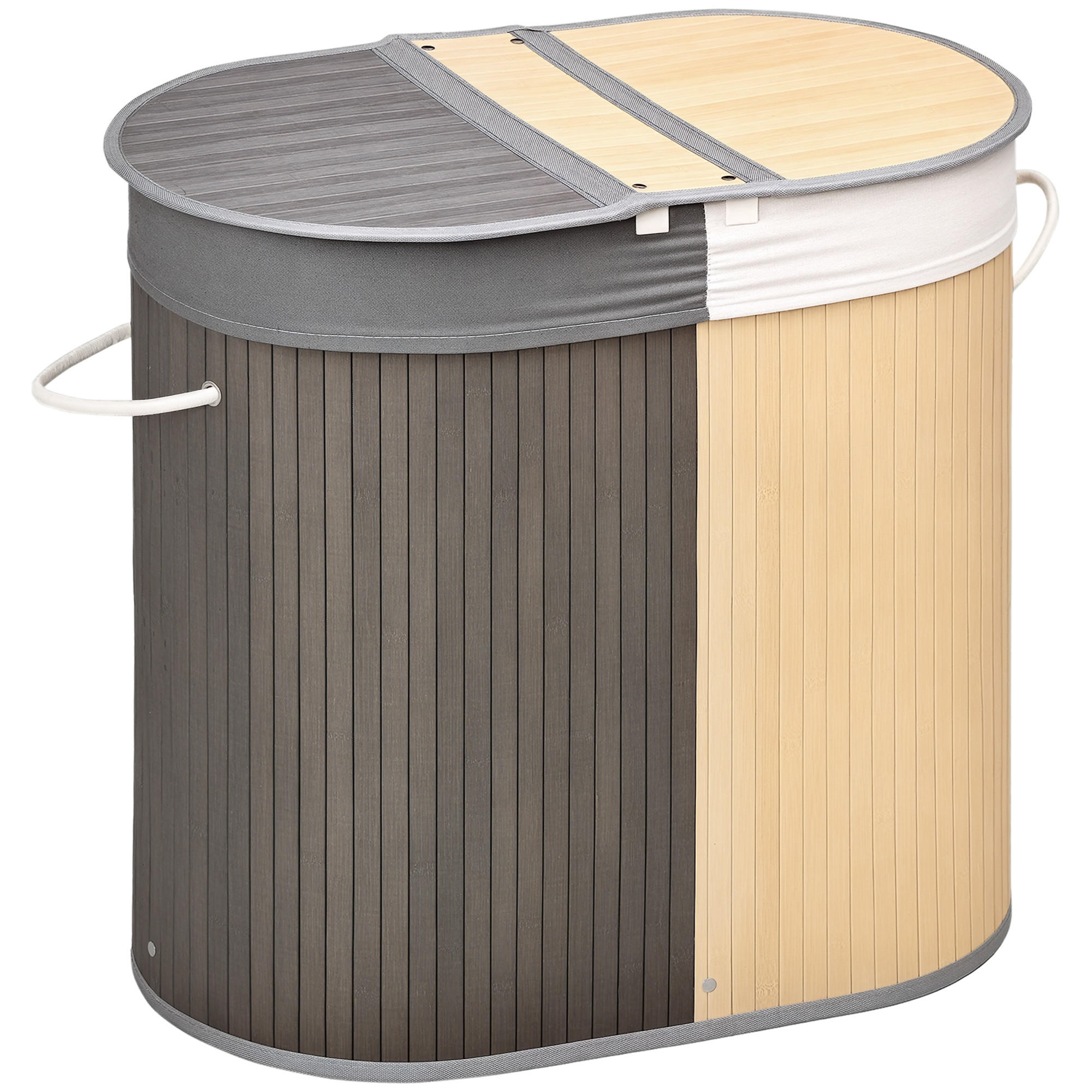 WÄSCHEKORB DE-18794 Grau - Grau, Naturmaterialien (62.5/60.5/37cm) - ComfortXL
