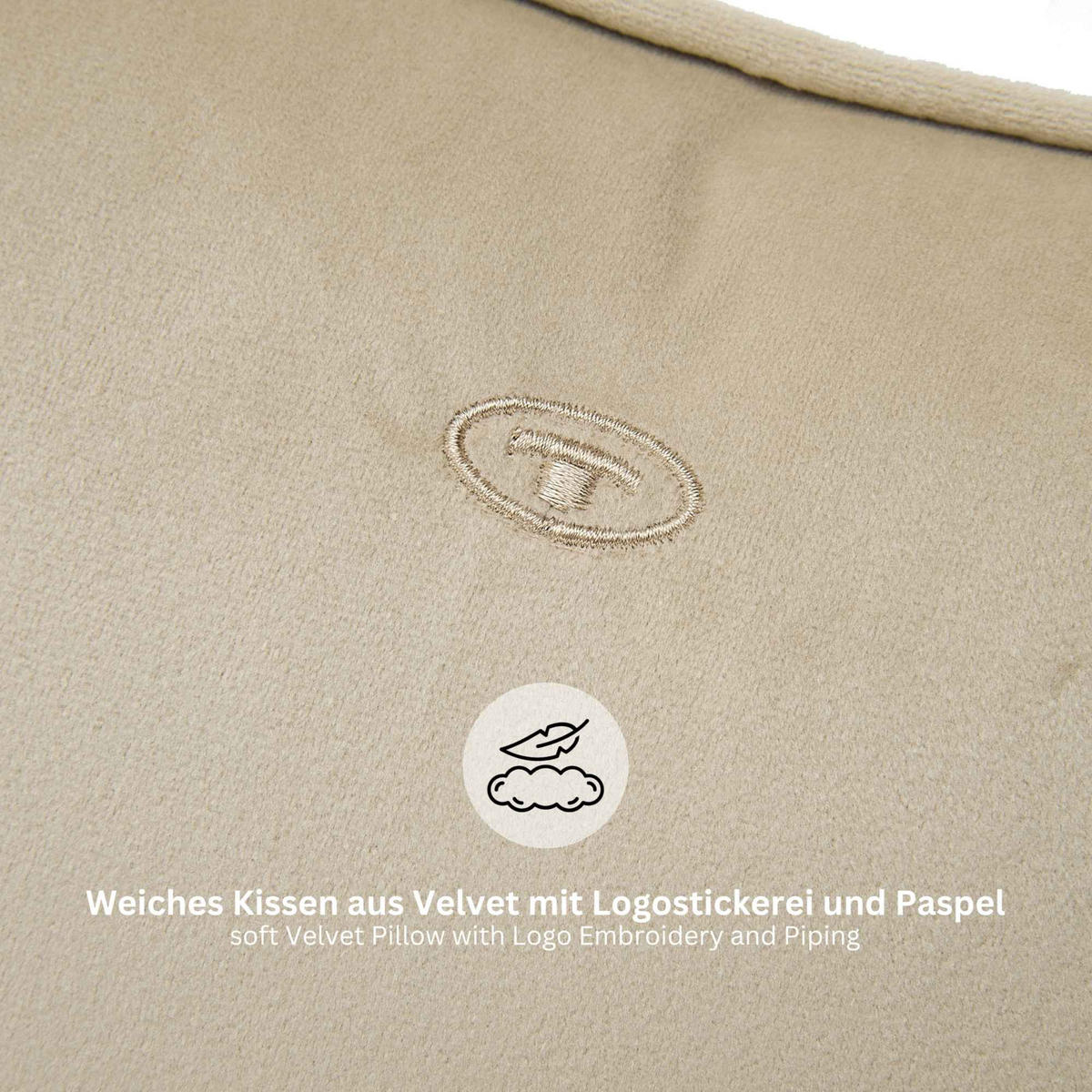 ZIERKISSENHÜLLE VELVET SIGNATURE - Beige, Textil (45/45cm) - Tom Tailor