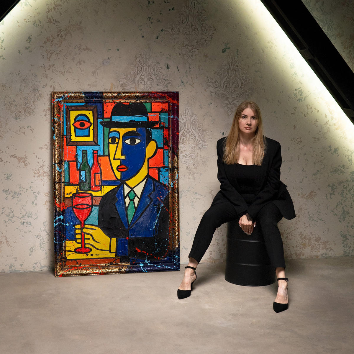 GEMÄLDE Bar Schattenfugenrahmen Gold 140x100 cm - Goldfarben, Holz (140/100cm) - YS-art gallery