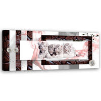 WANDBILD abstrakt mit tigern - Pink, Textil (90/30cm) - Feeby