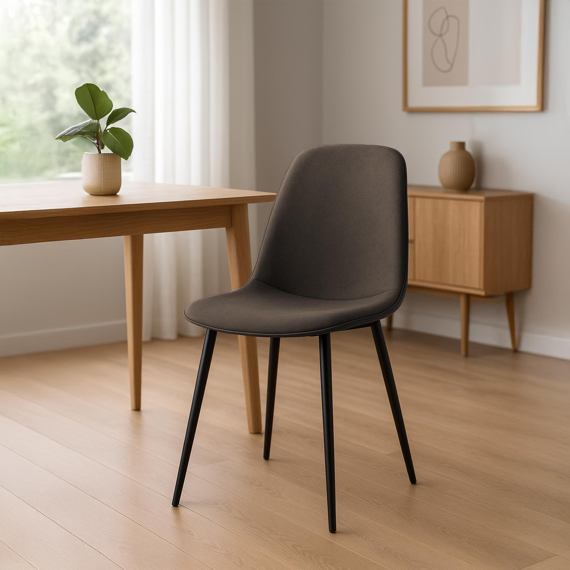 ESSZIMMERSTUHL 2er Set Stoff Braun - Schwarz/Braun, Textil/Metall (45/88/54cm) - CLP