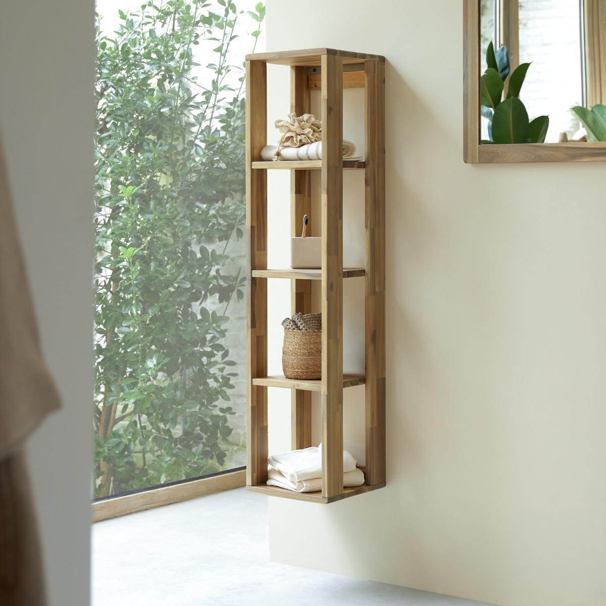HOCHSCHRANK Lila Natur aus Akazie - Naturfarben, Holz (30/130/30cm) - Tikamoon
