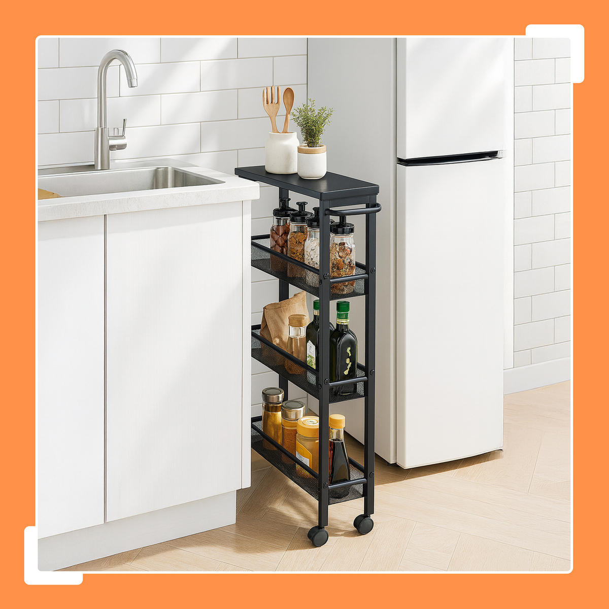 NISCHENWAGEN - Schwarz, Holzwerkstoff/Kunststoff (13/77/45.5cm) - Relaxdays