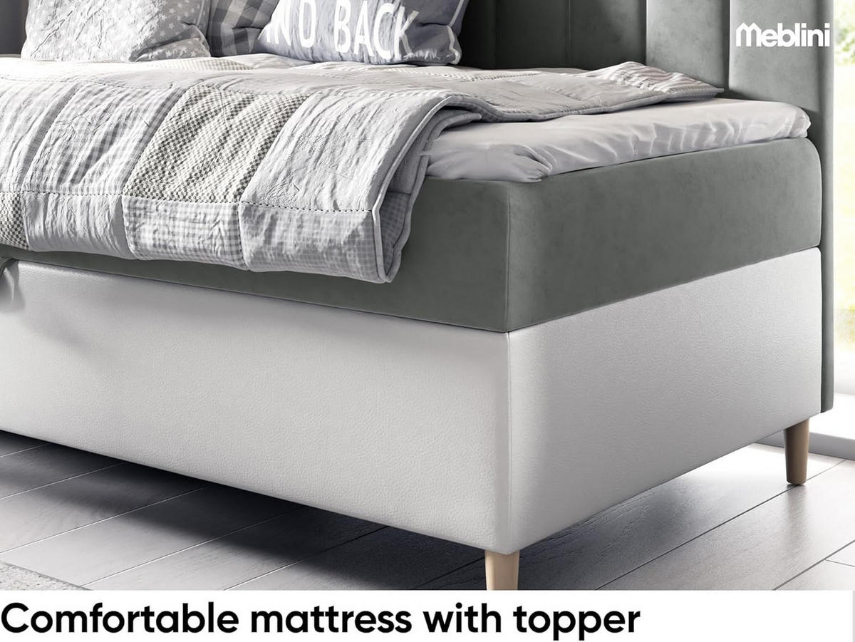 KINDERBETT MAYA 2 - Weiß/Grau, Holzwerkstoff (82/202cm) - Meblini