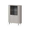 VITRINE Zante 2D2W 01 mit weißer LED Beleuchtung - Kaschmir/Goldfarben, Holzwerkstoff/Metall (113/155/40cm) - MIRJAN24