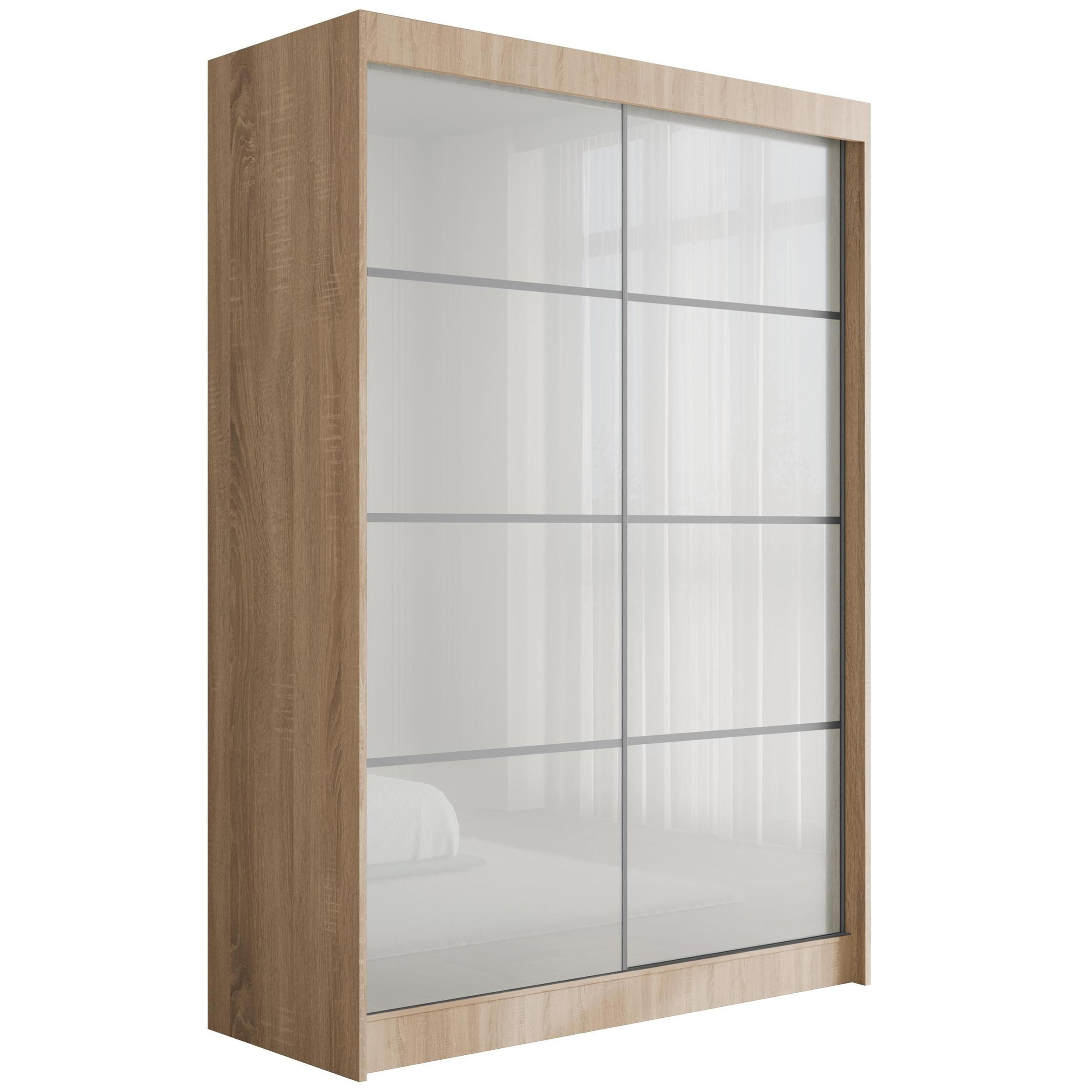 KLEIDERSCHRANK PEKA III - 120 cm - Sonoma Eiche|Weiß - Weiß/Sonoma Eiche, Holzwerkstoff (120/215/61cm) - ALTDECOR