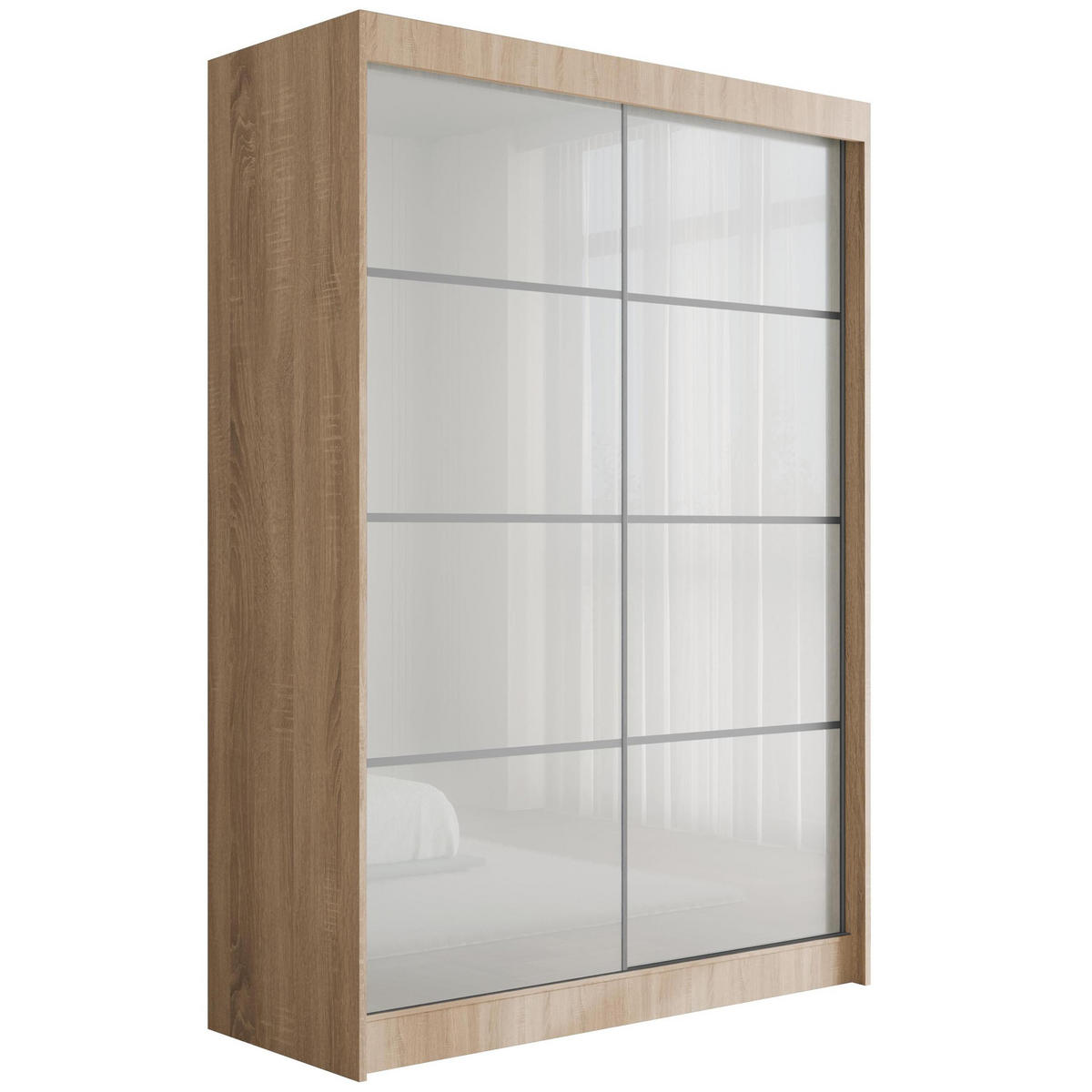 KLEIDERSCHRANK PEKA III - 120 cm - Sonoma Eiche|Weiß - Weiß/Sonoma Eiche, Holzwerkstoff (120/215/61cm) - ALTDECOR