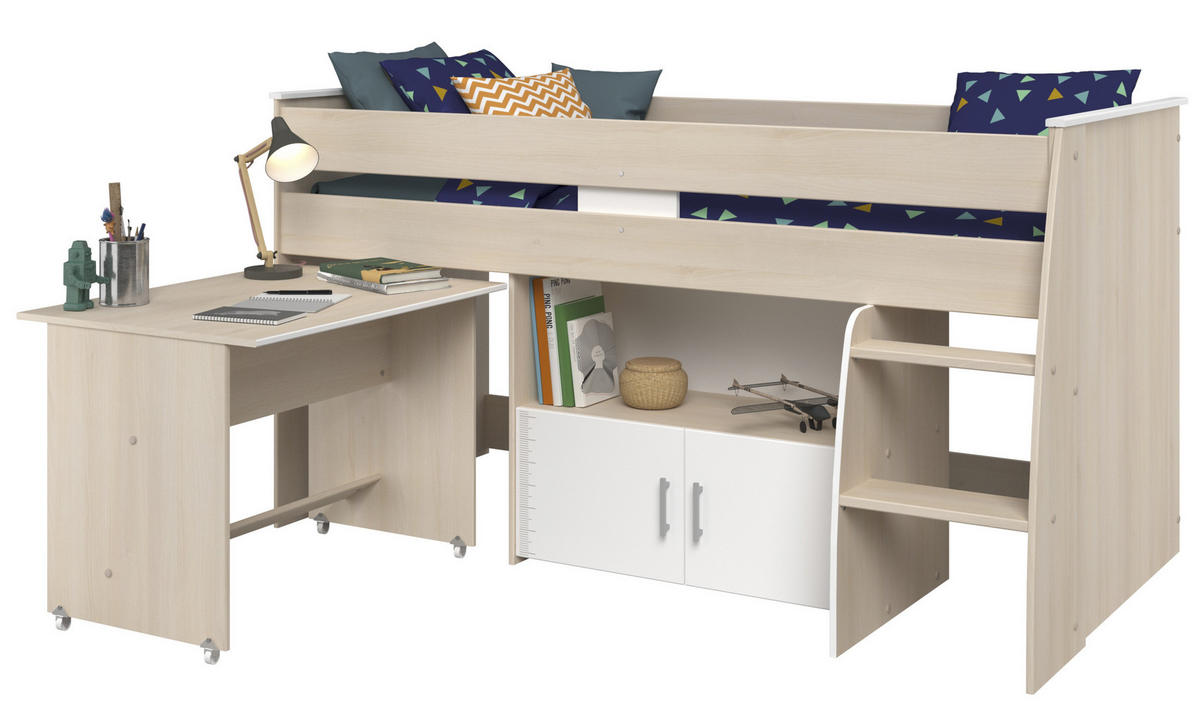 HOCHBETT Charly 4 in Akazie und Weiß - Braun, Holzwerkstoff (90/200cm) - Calicosy