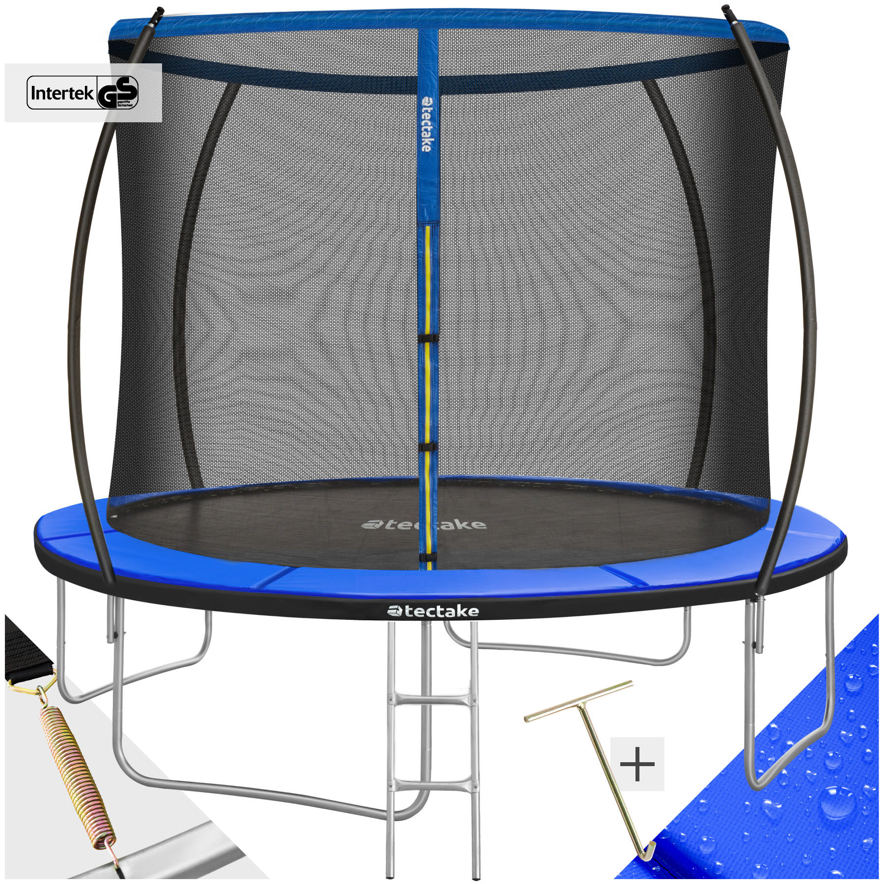 TRAMPOLIN Jumpy,inklusive Einstiegsleiter,schwarz/blau - Blau/Schwarz, Metall (322/265/322cm) - tectake