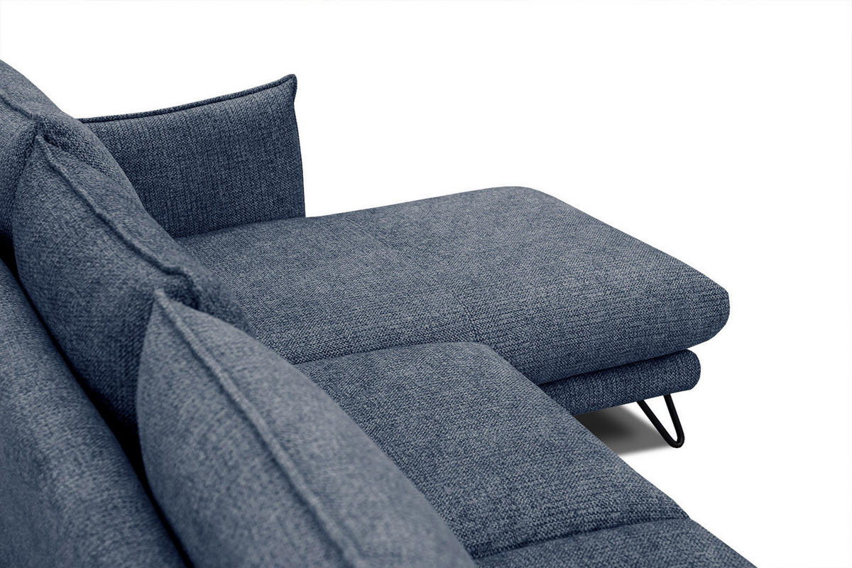 ECKSOFA HOSTEN 4-Sitzer, dunkelblau - Schwarz/Dunkelblau, Holzwerkstoff/Textil (269/158cm) - Courtois Laville