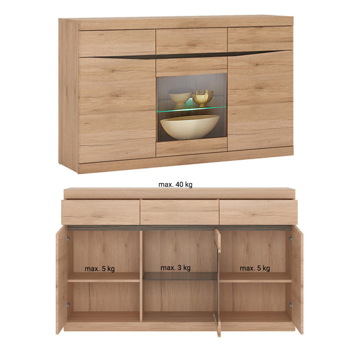 WOHNZIMMER-SET 4-TLG. Sanford-129 - Braun, Holzwerkstoff (504/197/40cm) - Lomado