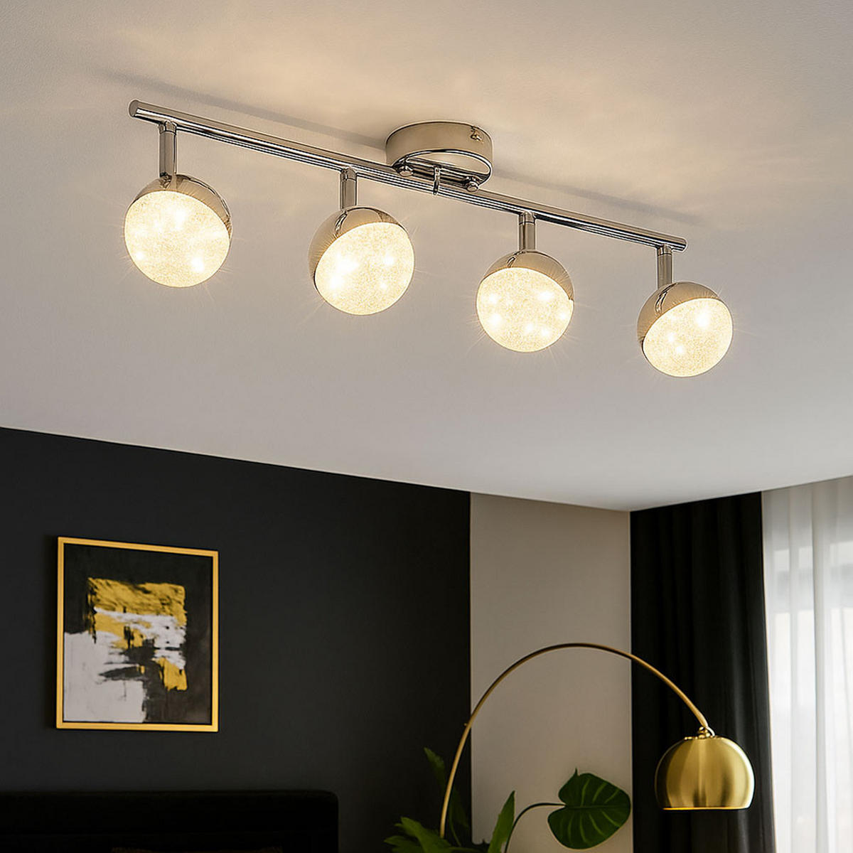 LED DECKENLEUCHTE UTILA Silber Chrom - Silberfarben, Metall (60/8.5/17.5cm) - Globo Lighting