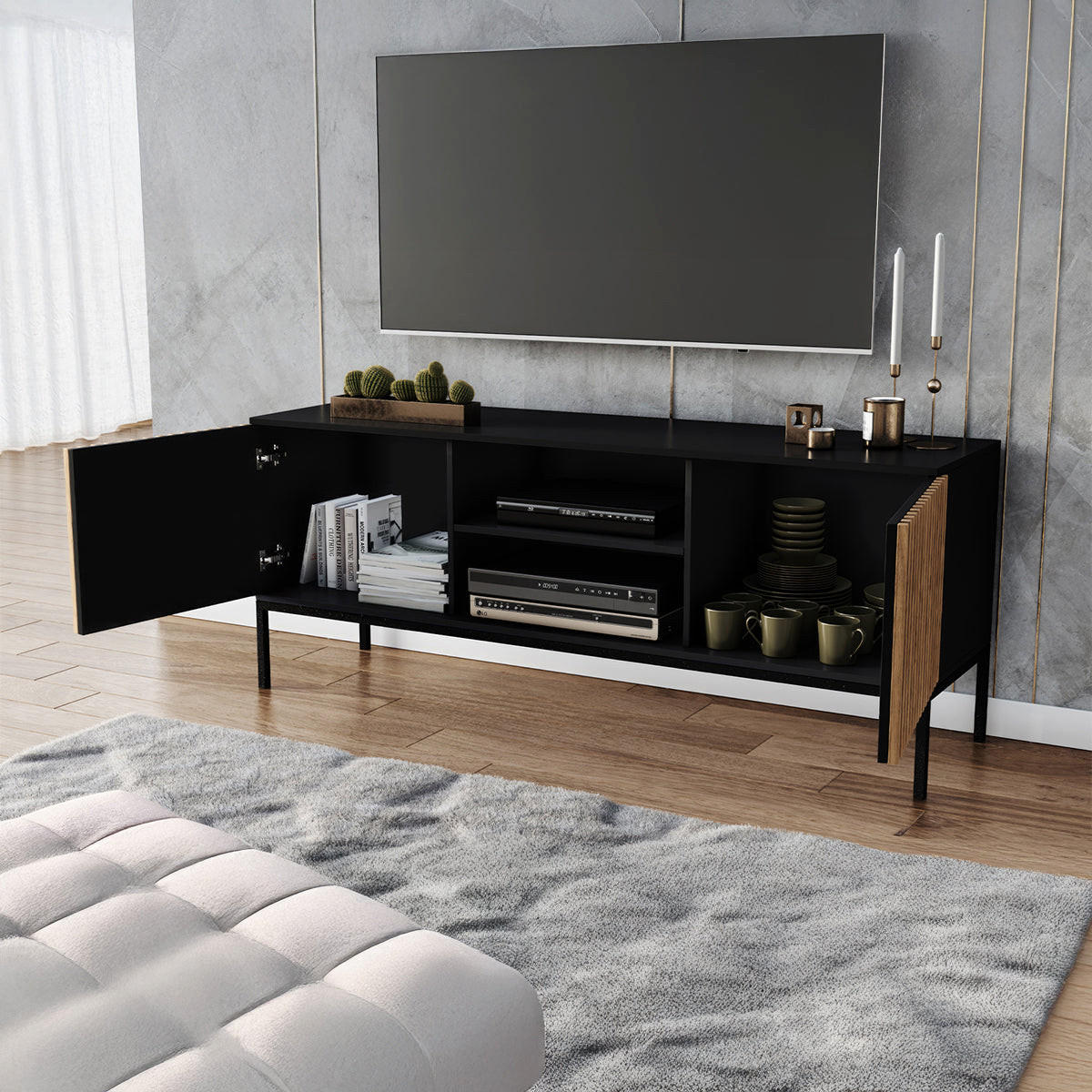 TV ORMARIĆ Melchior Crna - crna, drvni materijal (150/60/40cm) - Petits-meubles