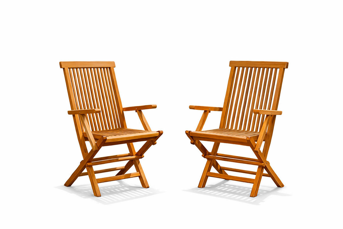 STUHL Teck Braun klappbar Set mit 2 - Braun, Holz (90/75/170cm) - Concept Usine