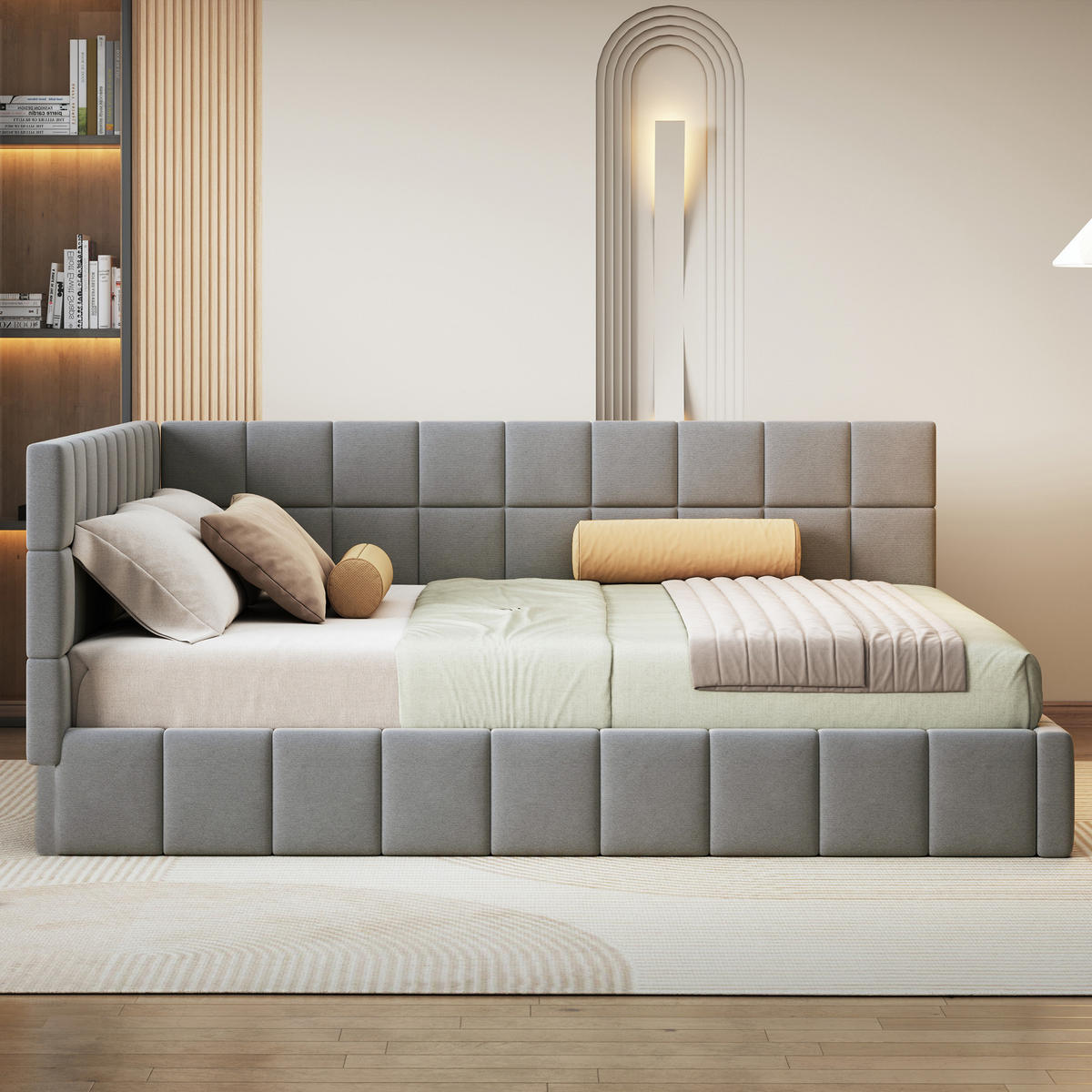 POLSTERBETT 160x200 cm Samt grau - Grau, Textil (160/200cm) - LEBENLANG