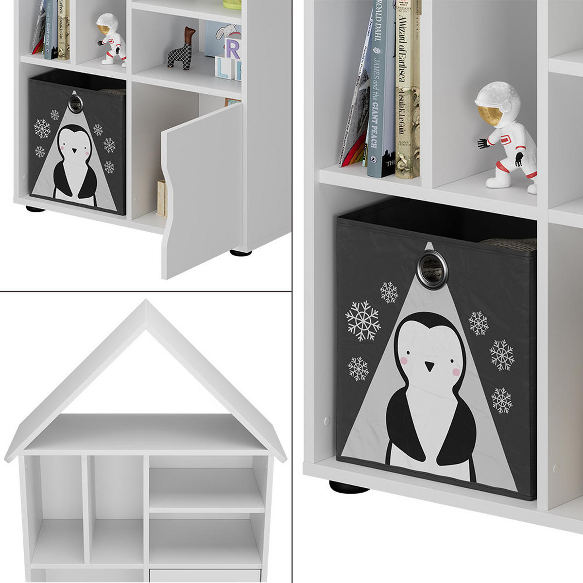 KINDERREGAL Estell Weiß 71 x 112.2 cm - Weiß, Holzwerkstoff (71/112.2/32.1cm) - Vicco
