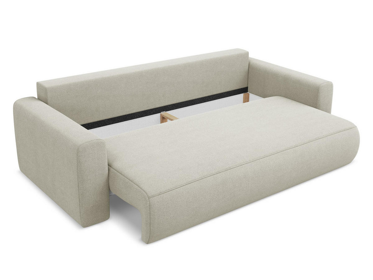 3-SITZER SOFA mit Schlaffunktion Strukturstoff Stoff Beige - Beige/Creme, Kunststoff/Textil (238/82/105cm) - Makamii