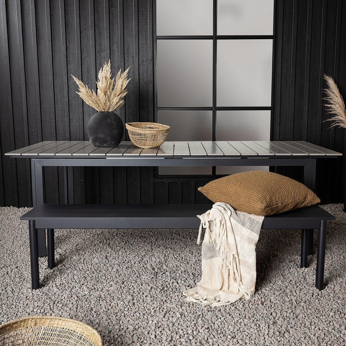 GARTENTISCH - Schwarz, Metall (229/100/75cm) - home24