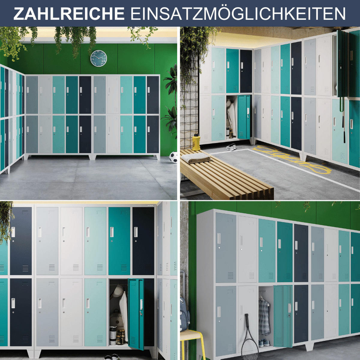 UMKLEIDESCHRANK Spind BARTEK 10 Abteile 172x136x45cm Mehrfarbig - Multicolor, Metall (136/172/45cm) - Jan Nowak