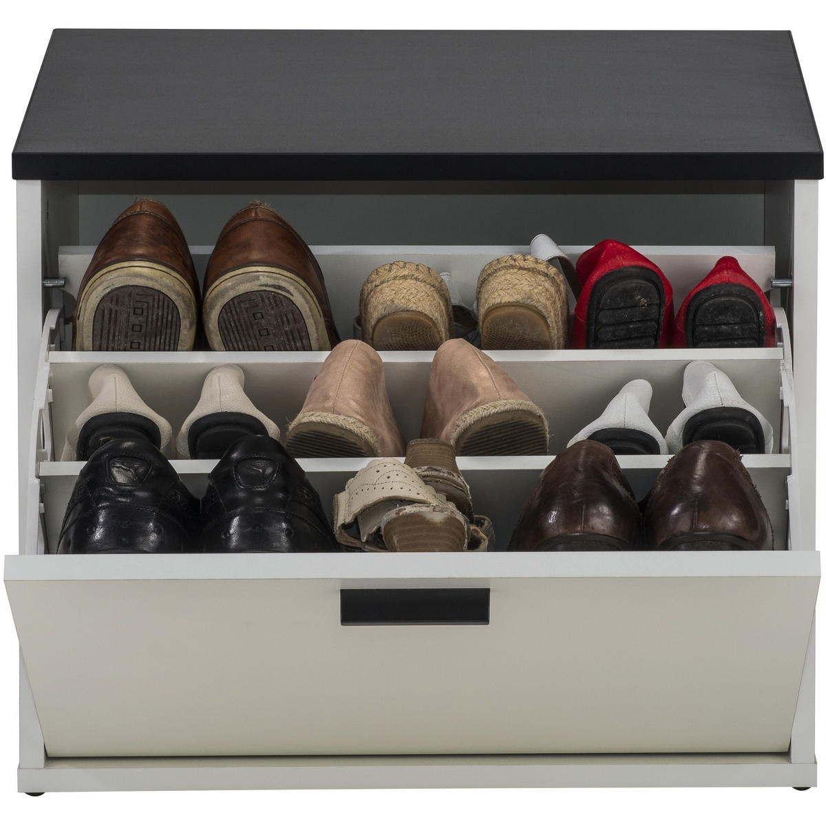 SCHUHSCHRANK für 9 Paar Schuhe 35/54/44cm - Weiß, Holzwerkstoff (54/44/35cm) - Simmob