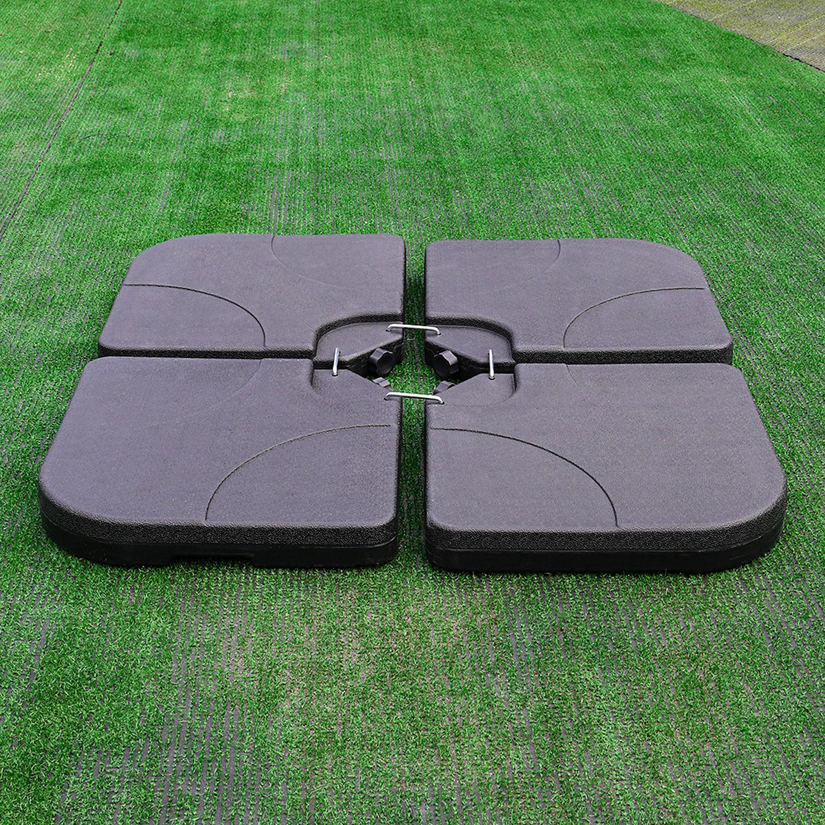 SONNENSCHIRMFUSS 4er-Set aus HDPE in Schwarz quadratisch mit Wasser oder Sand befüllbar wetterfest und standfest 150 × 50 × 7,5 cm je 8,8 kg - Schwarz, Kunststoff (50/50cm) - Livingandhome