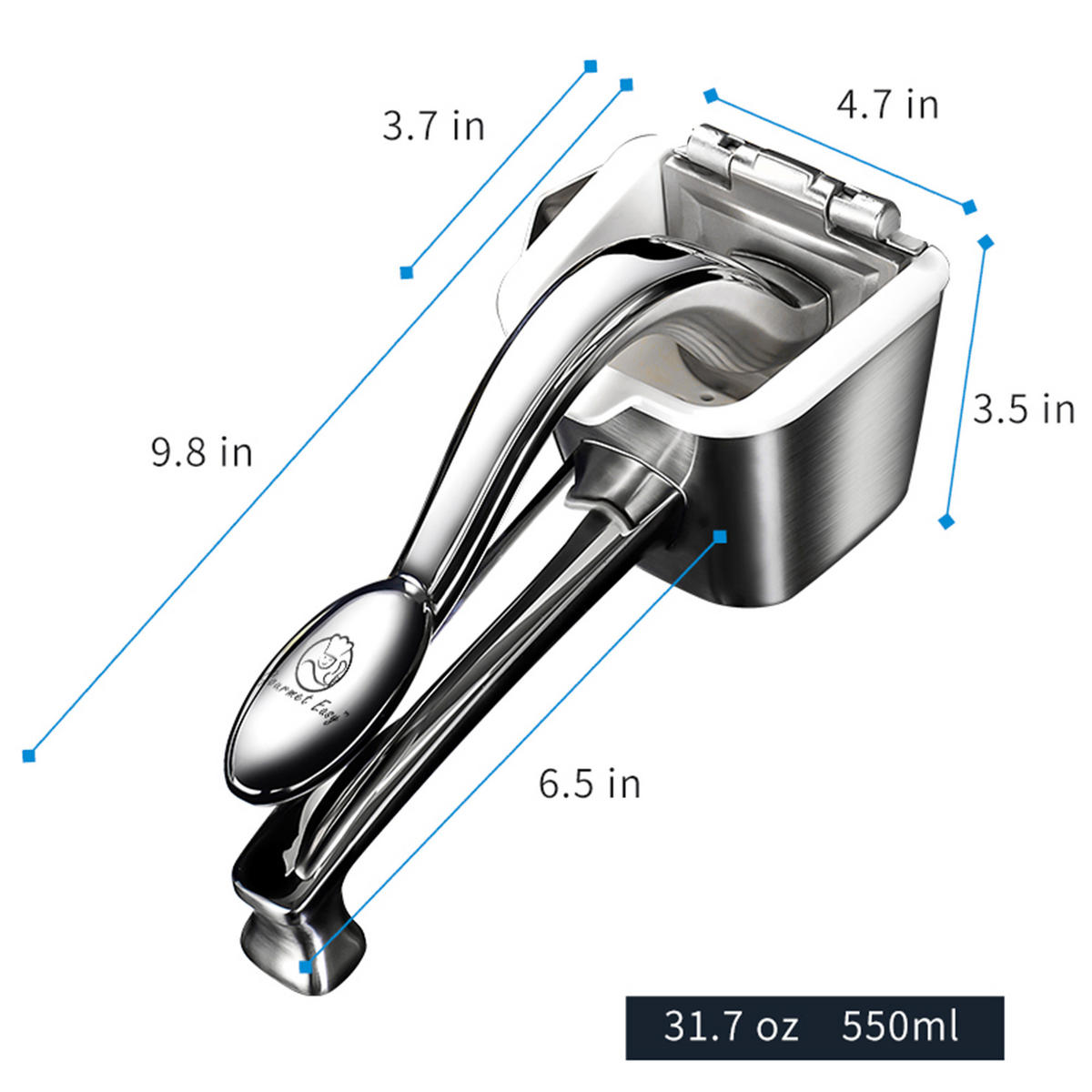 ENTSAFTER Zitruspresse,Zitruspresse, Edelstahl, manuelle Handpresse für Zitronen und Orangen - Edelstahlfarben, Metall (25.4/7.62/12.7cm) - Gourmet Easy