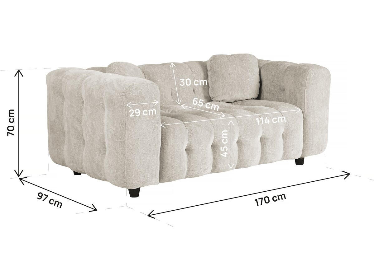 2-SITZER-SOFA Vendome Beige - Beige, Textil (170/70/97cm) - Habitat Garten