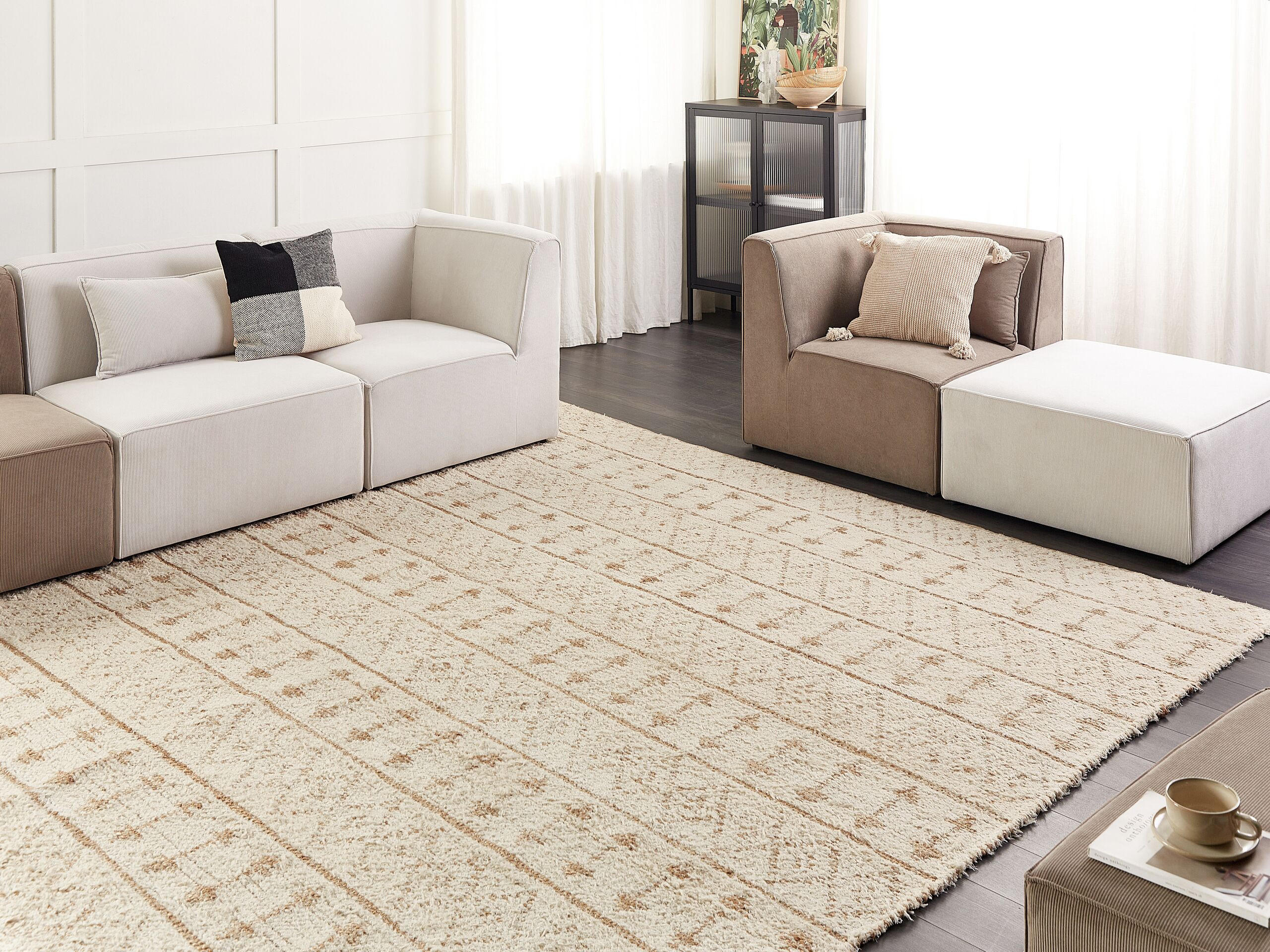 TEPPICH geflochten Sanao 400/300 cm - Beige, Textil (300/400cm) - Beliani