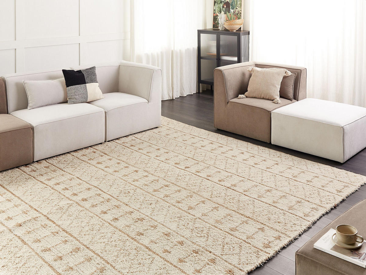 TEPPICH geflochten Sanao 400/300 cm - Beige, Textil (300/400cm) - Beliani