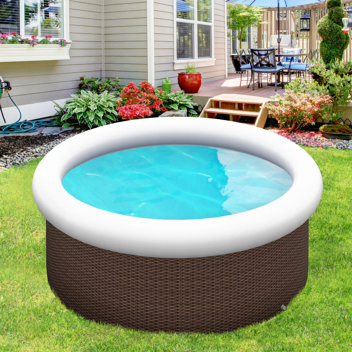 AUFSTELLPOOL, Braun, PVC - Braun, Kunststoff (300/76/300cm) - Outsunny