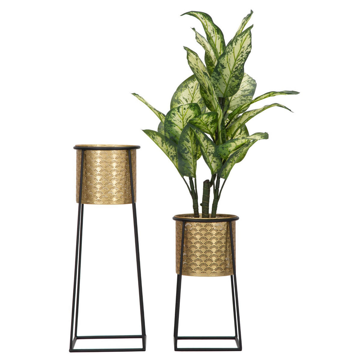 BLUMENTOPF Durchbrochen mit Ständer - Goldfarben, Metall (26/70cm) - Mauro Ferretti
