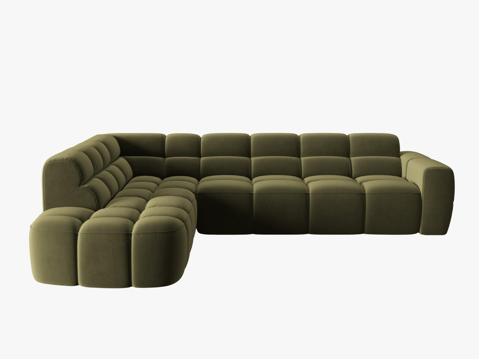 ECKSOFA links Lisa aus Samt hellgrün 5 Sitzplätze - Hellgrün, Textil (234/293cm) - Micadoni