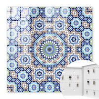 SCHLÜSSELBOX Weiß 30x30 cm – Türöffnung nach rechts - Orientalisches Mosaik - Blau, Metall (30/30/5cm) - TULUP