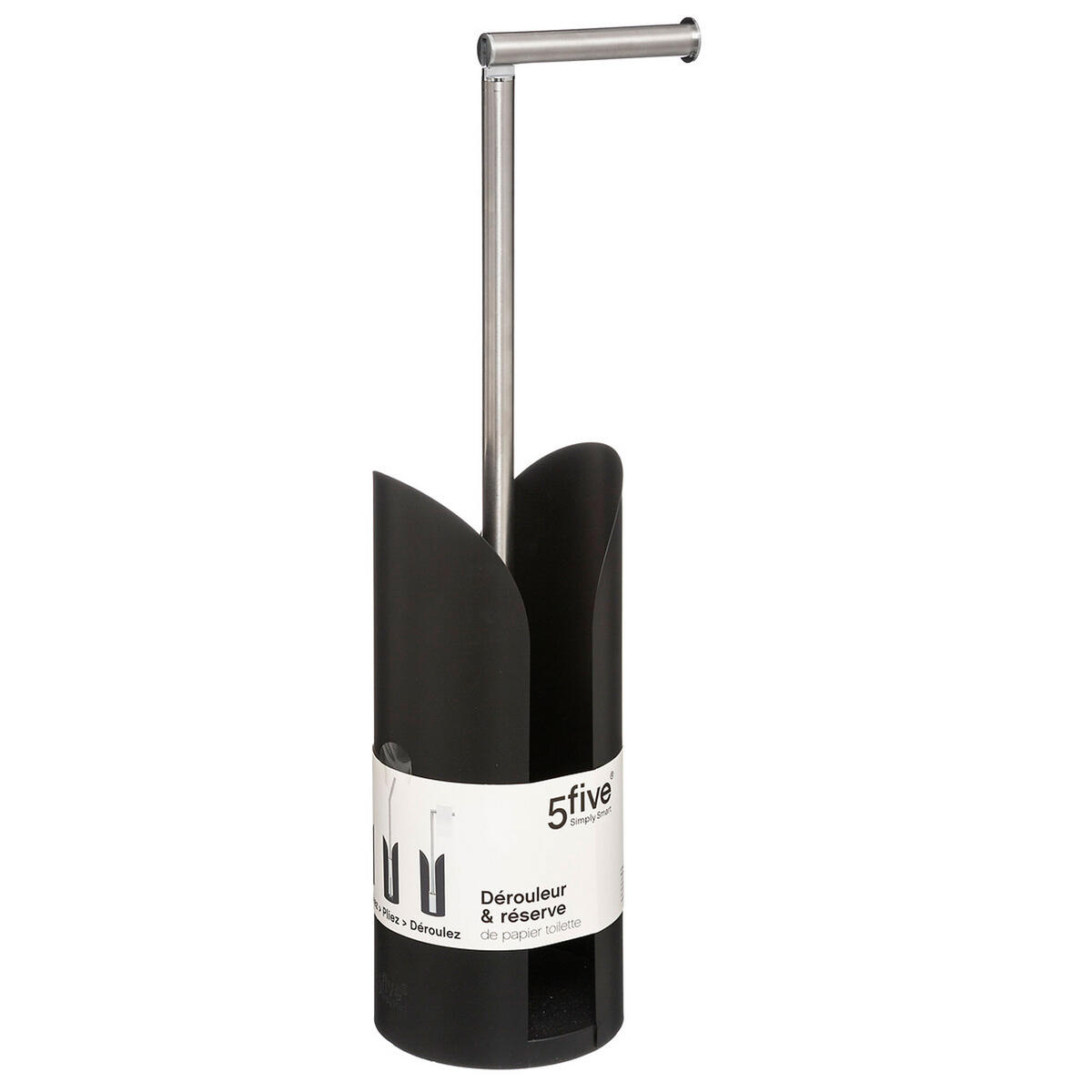 TOILETTENPAPIERHALTER Colorama, Metall, Edelstahl, Schwarz - Schwarz, Metall (15/60/15cm) - 5five Simply Smart