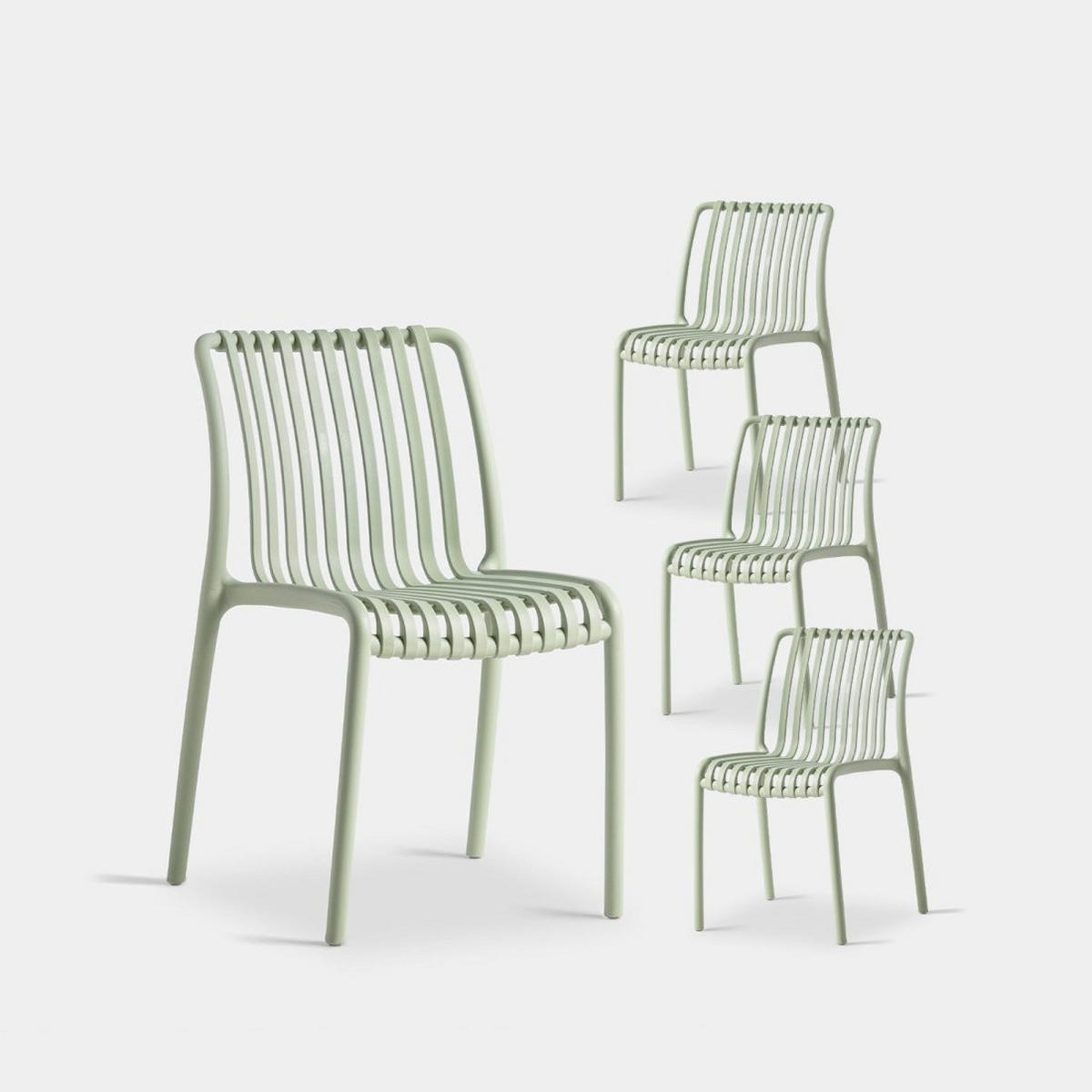 GARTENSTUHL Ollie Grün 45 cm x 78 cm 4er-Set - Grün, Kunststoff (45/78/62cm) - Klast Home