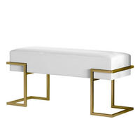 POLSTERBANK Cely 100 cm, Hellgrau, Goldgestell - Goldfarben/Hellgrau, Holzwerkstoff (100/42/34cm) - Bettso