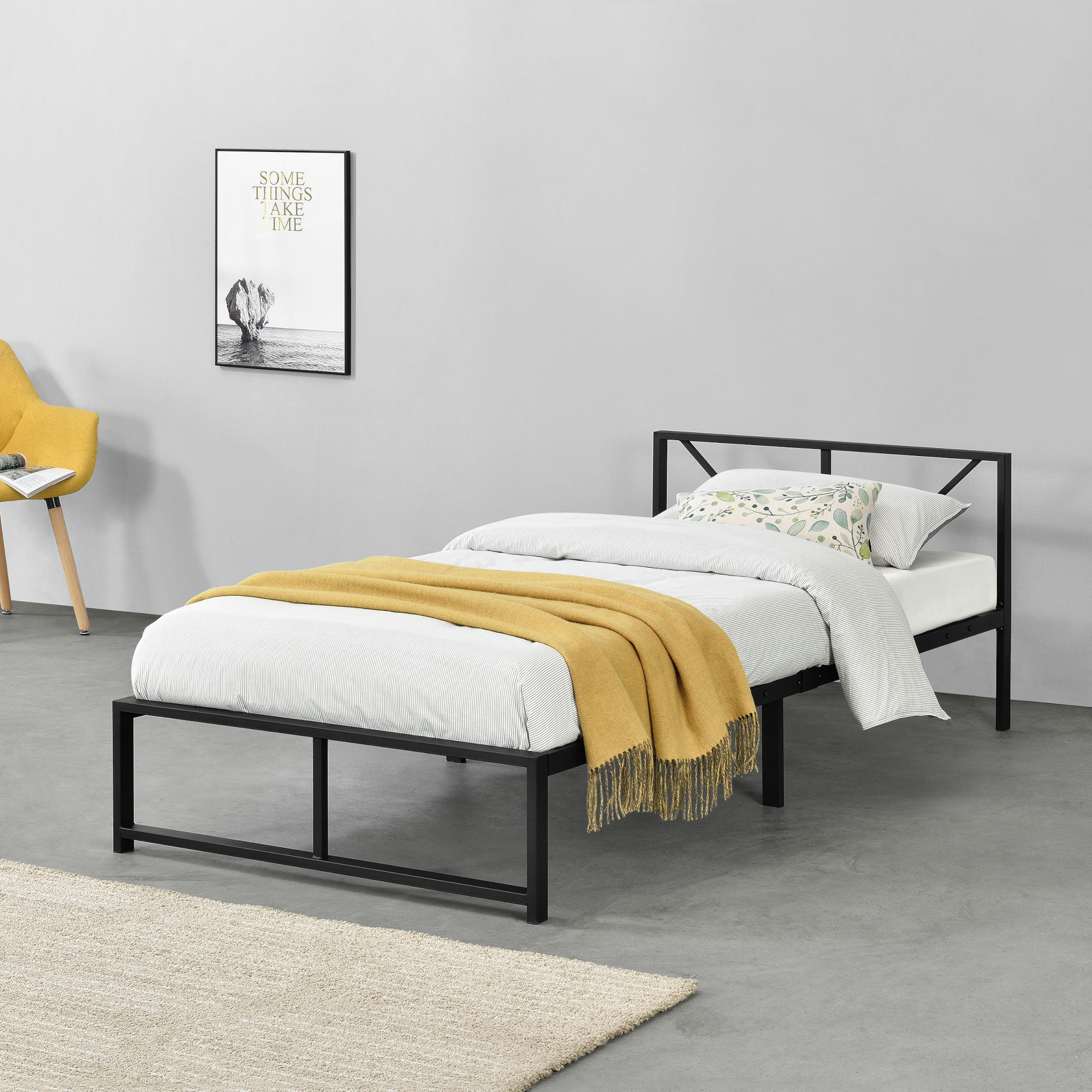 METALLBETT Meran - Schwarz, Metall (90/200cm) - [en.casa]