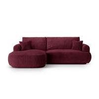 SCHLAFSOFA modular mit Bettkasten links Ella aus strukturiertem Stoff burgundfarben 5 Sitzplätze - Bordeaux, Textil (174/271cm) - Micadoni