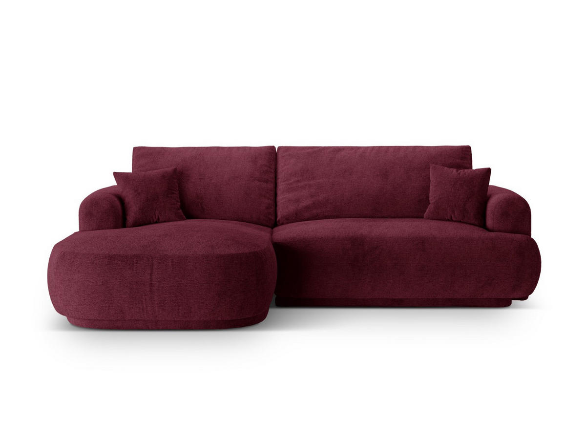 SCHLAFSOFA modular mit Bettkasten links Ella aus strukturiertem Stoff burgundfarben 5 Sitzplätze - Bordeaux, Textil (174/271cm) - Micadoni