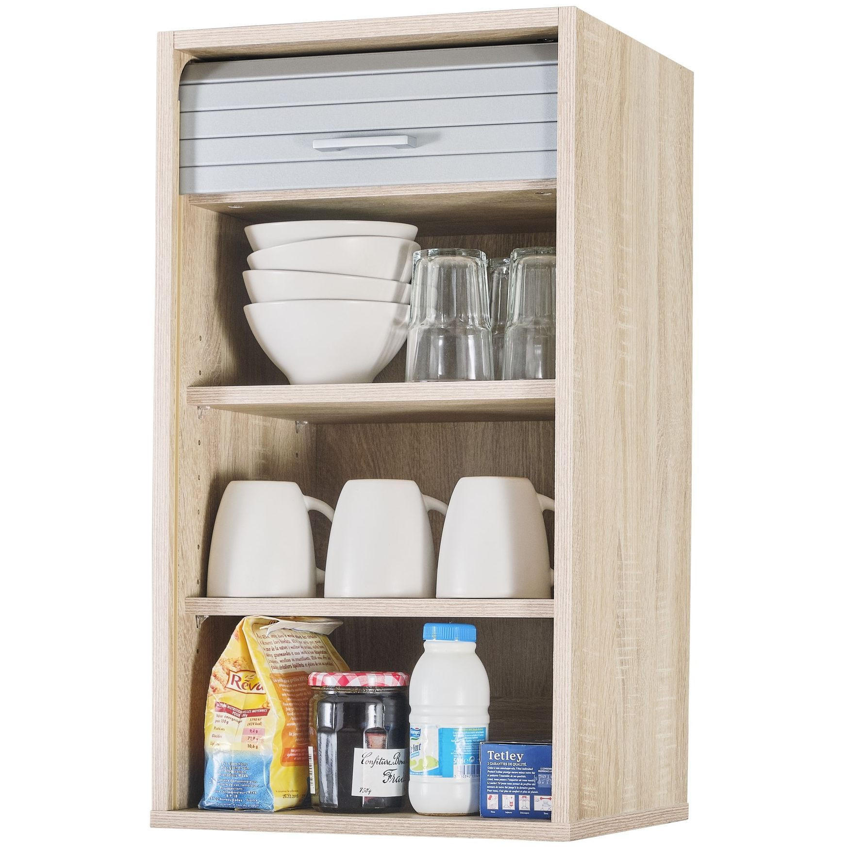 KÜCHENOBERSCHRANK mit Rolladentür 35/40/72cm - Eichefarben, Holzwerkstoff (40/72/35cm) - Simmob
