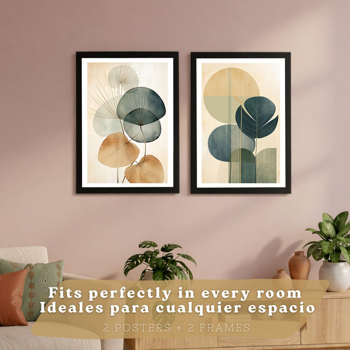 PLAKAT Sada 2 Abstrakt A3 Černý rám - černá, papír (29.7/1/42cm) - Nacnic
