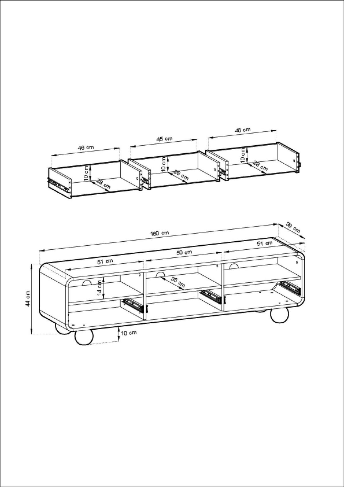 TV-LOWBOARD ALBION Beige 160x39x44 cm - Beige, Holzwerkstoff (160/44/39cm) - FURNLUX