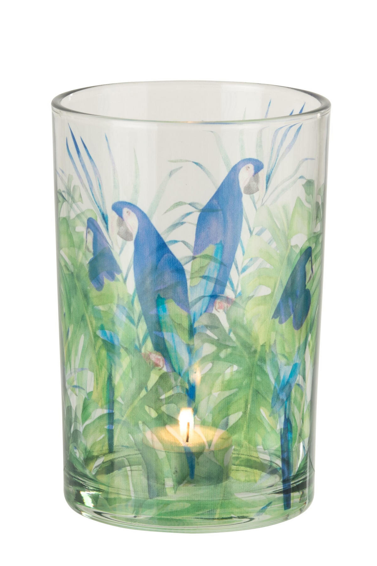 WINDLICHT PAPEGEI - Blau, Glas (12/18cm) - J-Line