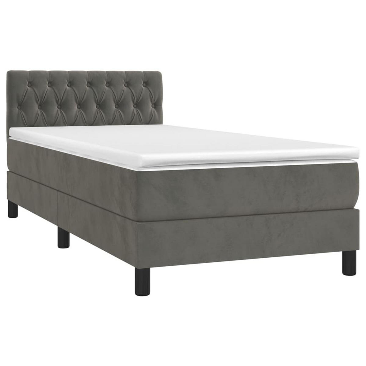 BOXSPRINGBETT 90/190 Cm Grau Samt - Dunkelgrau, Textil (90/193cm) - vidaXL