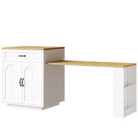 KÜCHENINSEL DE-41177 80/70/95,5 cm mit ausziehbarem Tisch und LED-Lichtleiste Weiß - Weiß, Holzwerkstoff (80/95/70cm) - ComfortXL