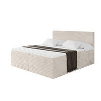 BOXBETT mit Matratze H4 und Lattenrost - TOLO-v1 - 200x200 Cord - Creme - Creme, Holzwerkstoff (200/200cm)
