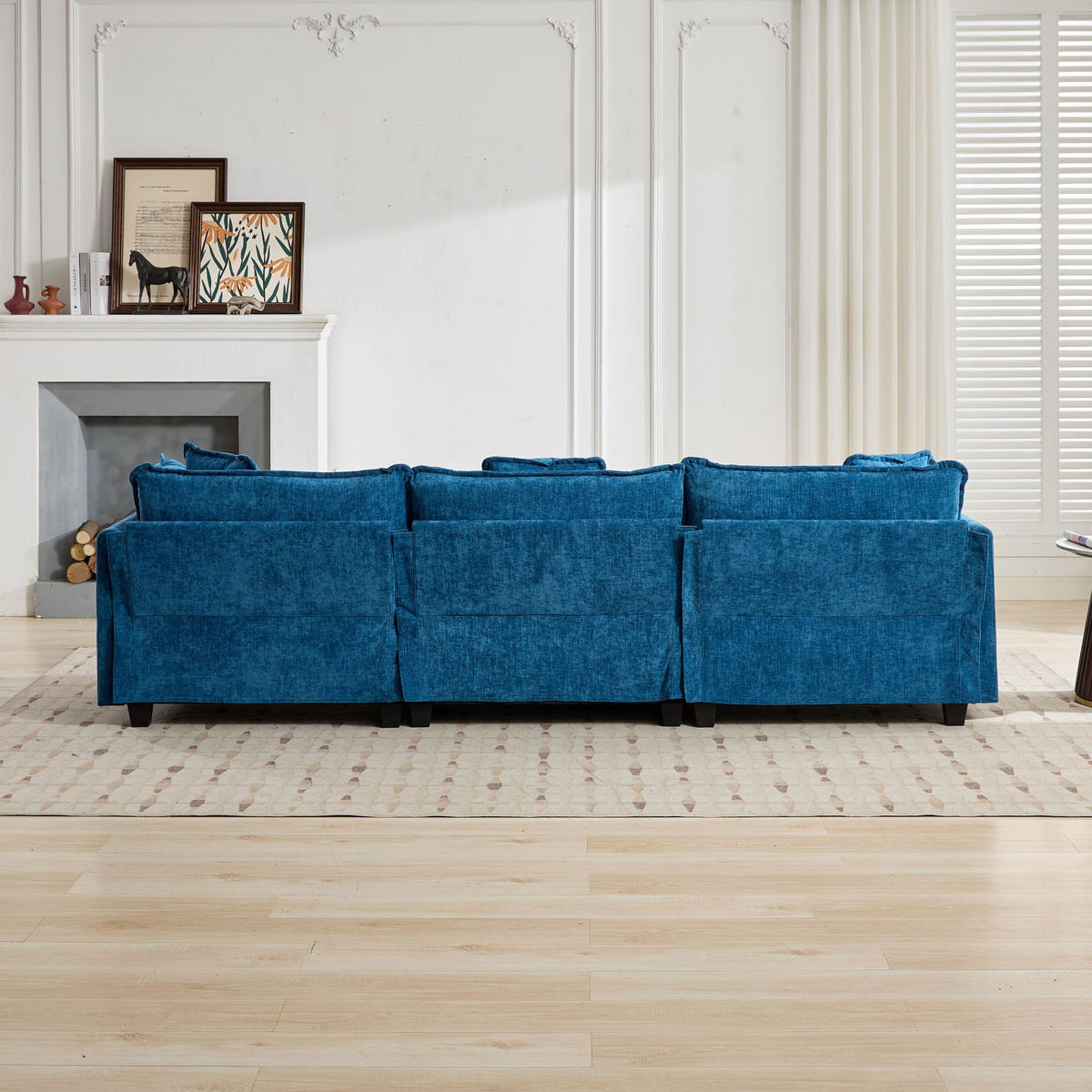 3-SITZER-SOFA aus Chenille mit modularem Design, blau - Blau, Textil (75/84/289cm) - Luhomfu
