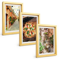 BILDER SET 3er Set - 20x30 cm Goldrahmen - Charmante Straßen mit Pizza - Goldfarben, Kunststoff (20/30cm) - TULUP