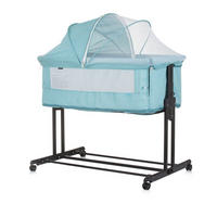 BEISTELLBETT Zen 2 in 1 türkis 96 x 70 cm, Laufstall, 4-fach verstellbar, Anti-Reflux, Moskitonetz - Türkis, Metall (50/90cm) - Chipolino