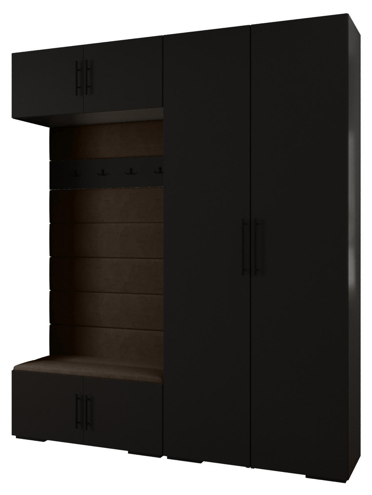 GARDEROBEN-SET 236,7/200/47 - Schwarz/Braun, Holz/Kunststoff (200/236.7/47cm) - Abiks Möbel